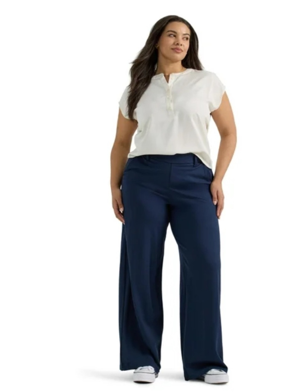 Lee Women's Navy Wide Leg / Mid Rise pants size 10 short